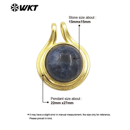 WT-P1964 Wholesale Fashion Gold Plated Round Unique Ball Stone Pendant With Bezel Setting in Vintage Design