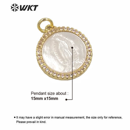 WT-MP163 Wholesale Small Charming Gold Electroplated Metal Jesus Christ Pendant 15mm Tiny Hot Single Loop Gold Charm Pendant