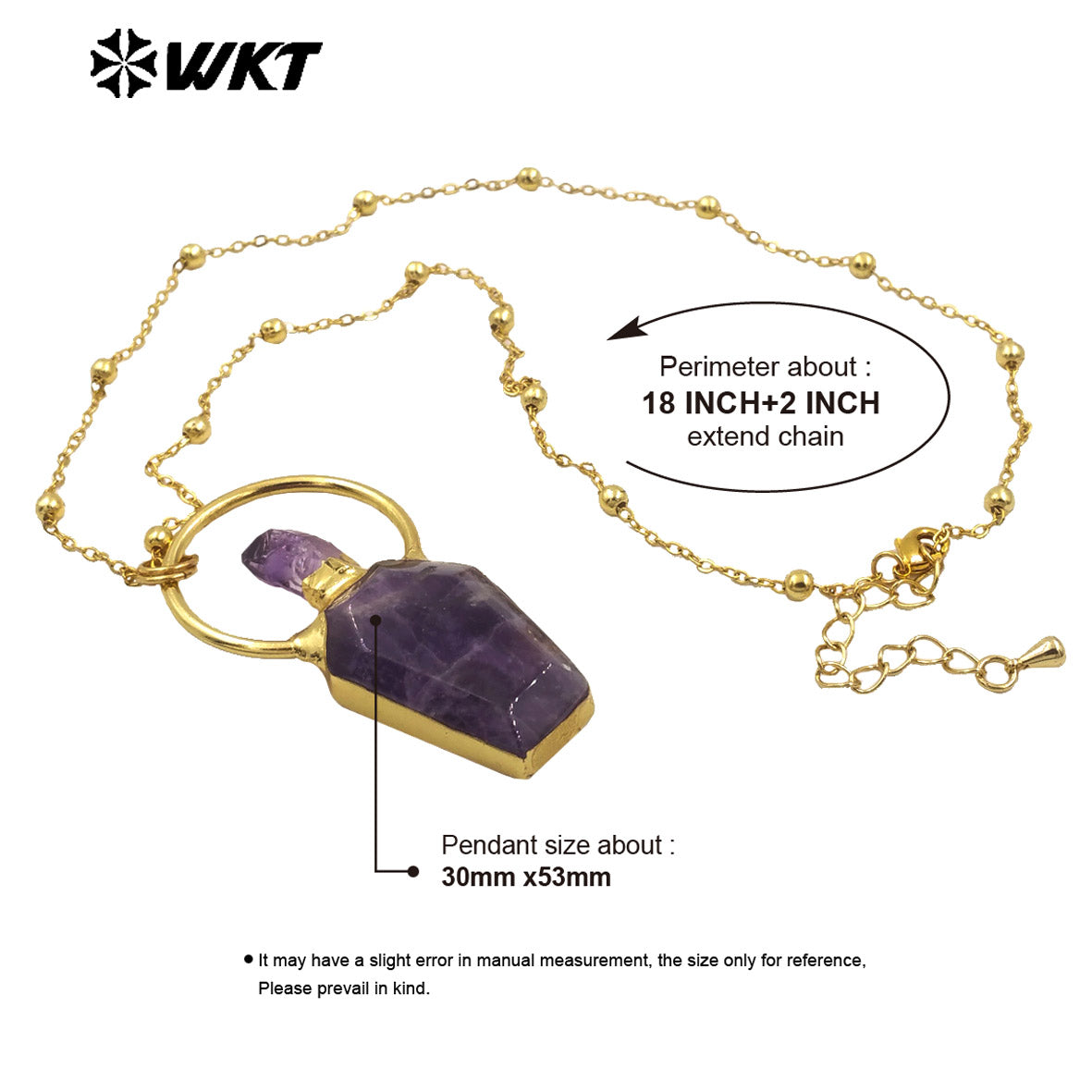 WT-N1465 Newest Fashion Gold Plated Gemstone Carved With Big Ring Hoop Charming Stone Necklace for Birthday Gift