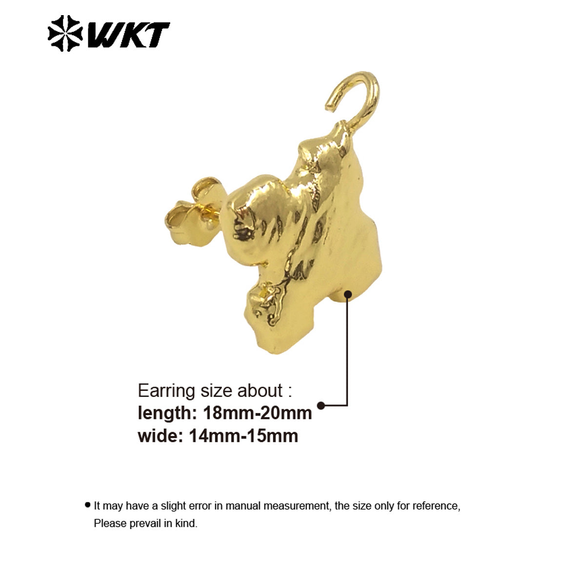 WT-JFE117 Wholesale Popular Religious Irregular Cross Shape 18K Real Gold Plated Earrings As DIY Finished Jewelry With Hook