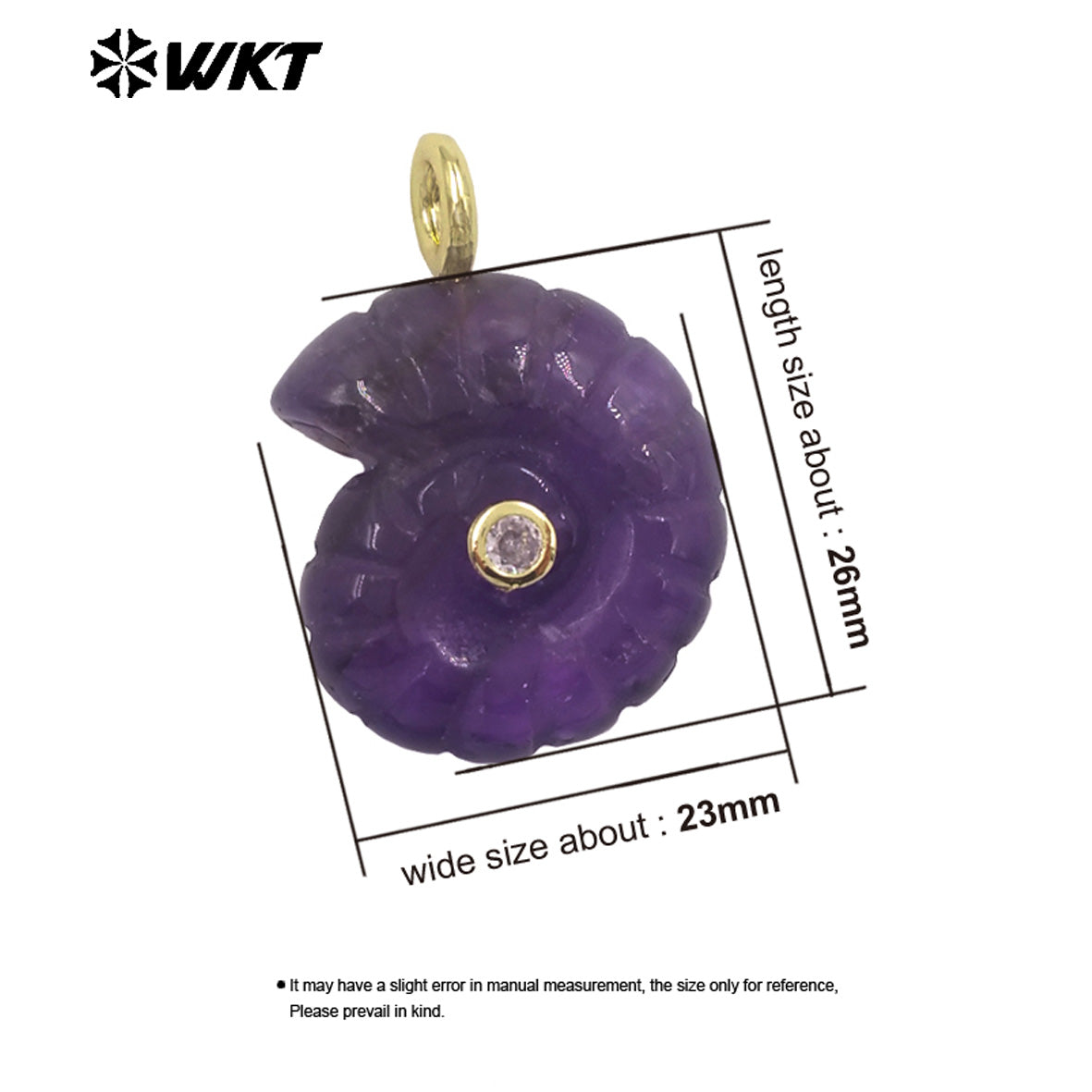 WT-P2051 Good Quality Cute Design Zircon Gold Plated Natural Gemstones Carved Trumpet Pendants As Friend Gift DIY Jewelry