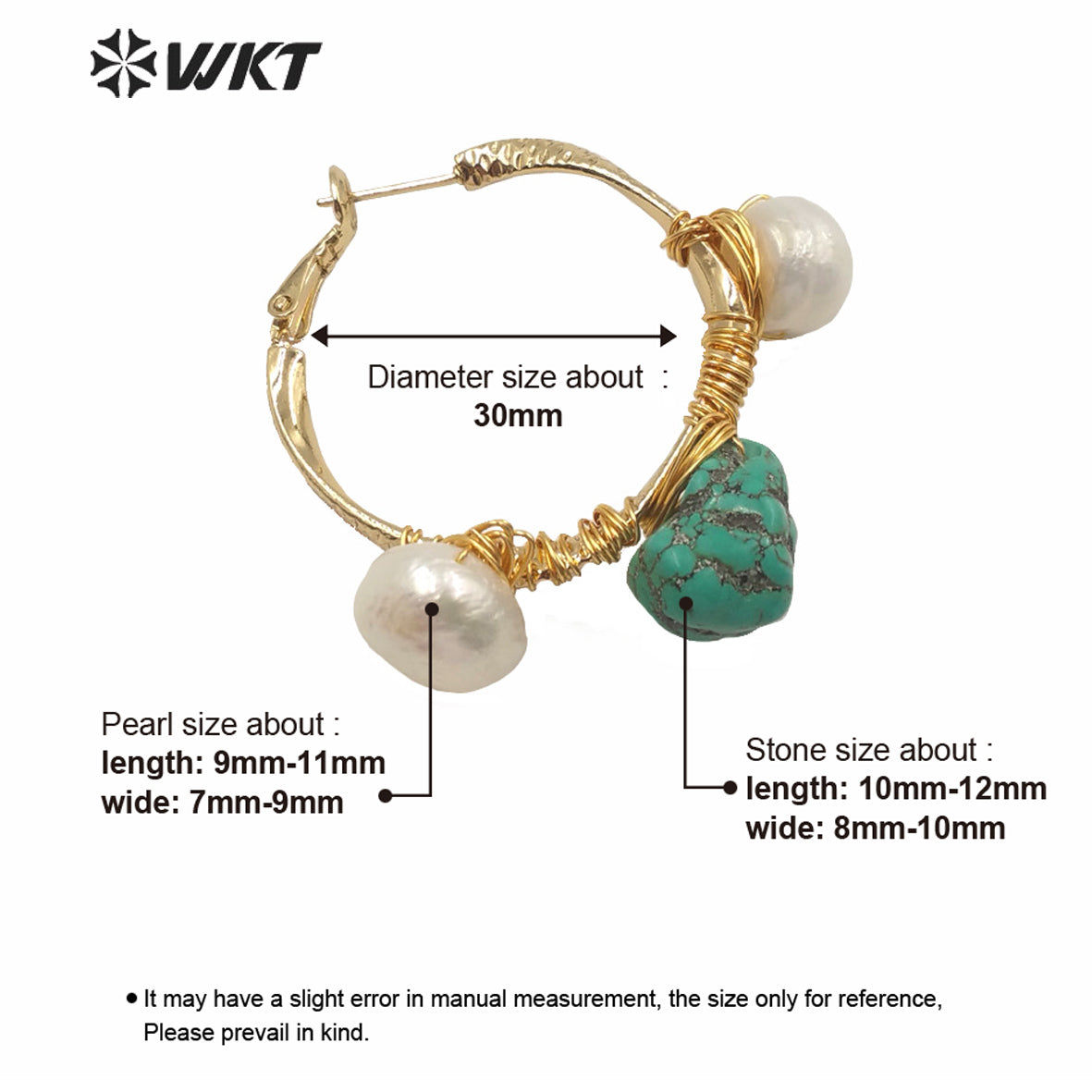 WT-MPE029 Amazing Hiperbole Women Fashion Real Stone Earrings Gold Handmade Wire Wrapped Big Hollow Ear Buckle Queen Party Ear