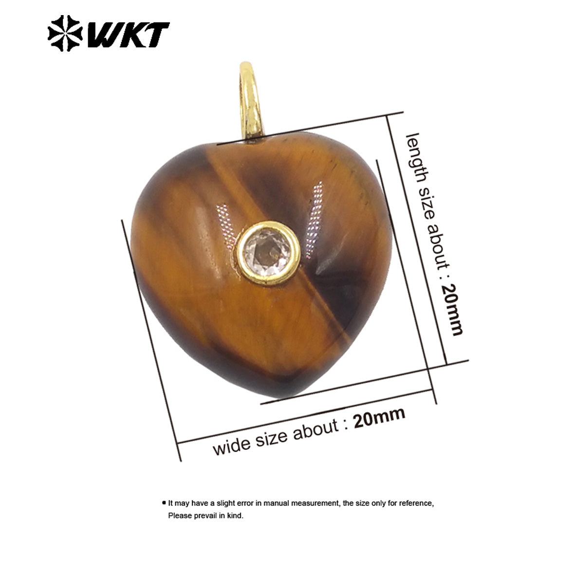 WT-P2111 Delicate Romantic Zircon And Natural Gemstones Smooth Heart Shape Little Pendants For Female Necklaces Making