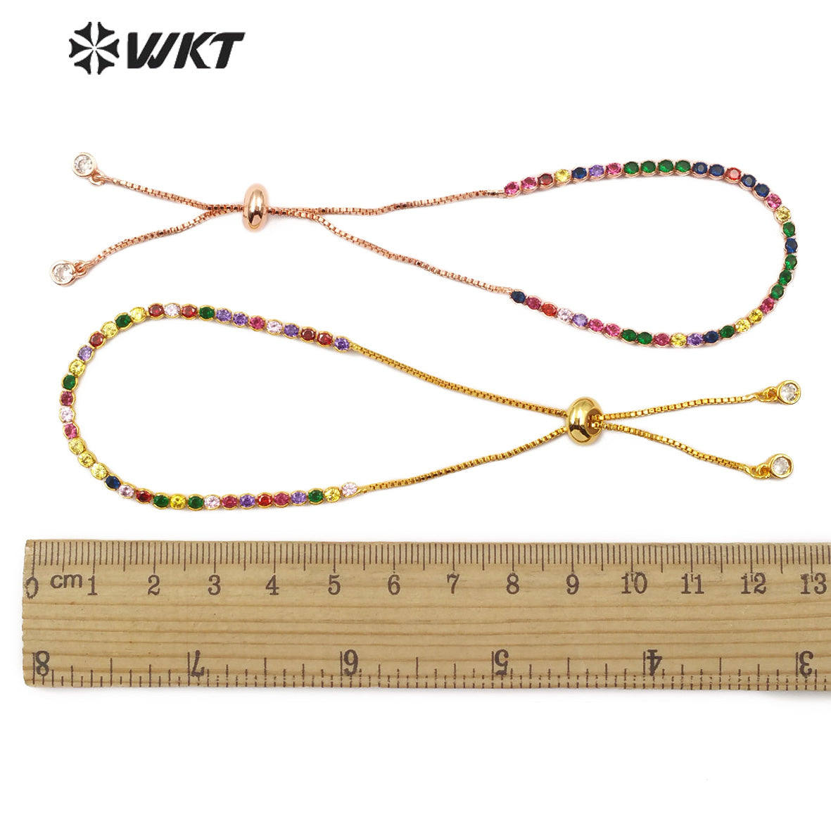 WT-MB109 New Arrival Special Design Women Vogue Jewelry Multi Colors Cubic Zirconia Pave Fashion Chain Bracelet Jewelry