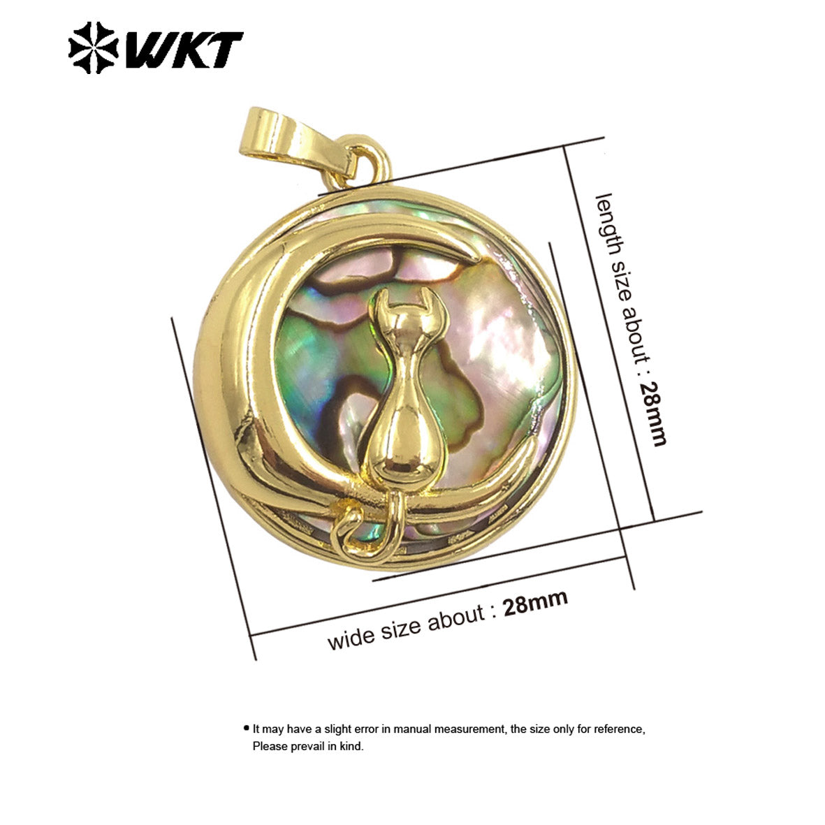 WT-JP440 Fashion High Quality Natural Abalone Shell Gold Plated Round Little Pendant For Women Vintage Style Jewelry Making