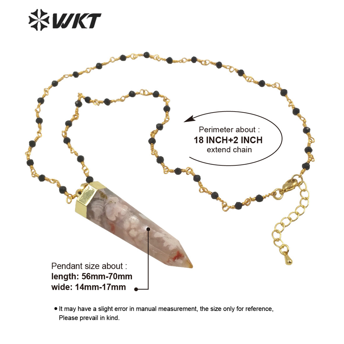 WT-N1294 Amazing High Polish Natural Hexagon Cherry Agate Pendant Necklace Fashion Gold Healing Spirit Quartz Point Necklace