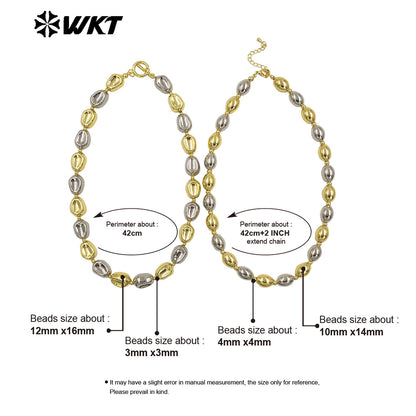WT-JFN29 High Quality 18K Gold Plated and Silver Round Irregular Natural Brass Beads Exquisite Necklace for Women As Party Dress