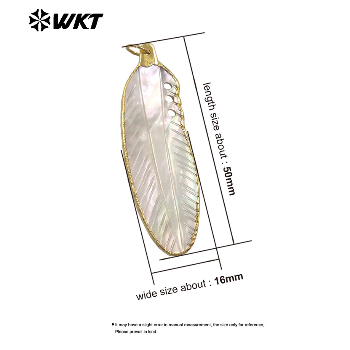 WT-JP471 Factory Wholesale 18K Gold Plated Natural Shell Feather Shape Pendants For Handmade Earrings Necklace Jewelry