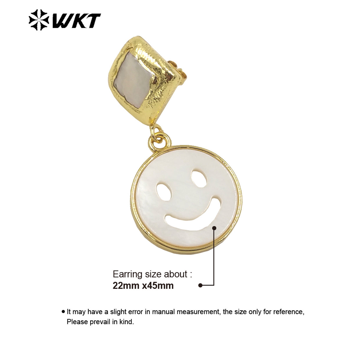 WT-MPE069 Cute Fashion Smiley Shell Dangle Earrings Micro Pave Earring for Women Gifts Charming Shell Earrings