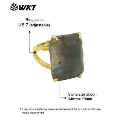 WT-R529 WKT New Design Gorgeous Natural Faceted Gemstone Claw Setting Square Amethyst Stone Anniversary Women Ring