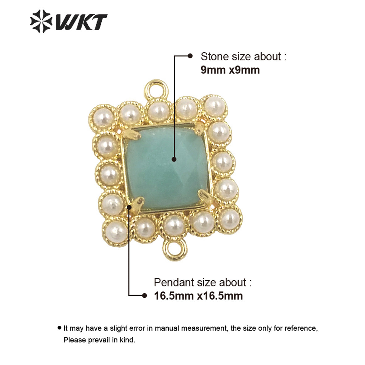 WT-PC004 Wholesale Fashion Gold Double Loops Natural Square Claw Setting Gemstone Connectors for DIY Jewelry Findings