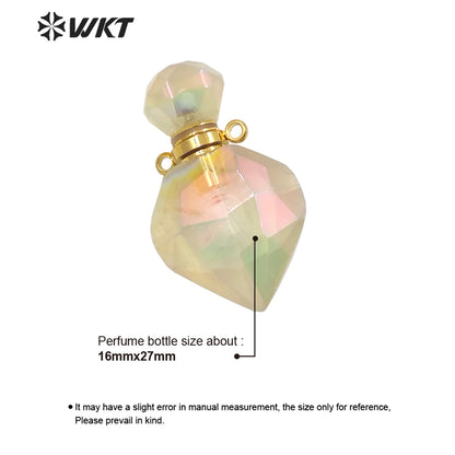 WT-P1713 Amazing Fashion Drop Yellow Citrine Quartz with Aura Coated Charming Lemon Quartz Stone Perfume Bottle Necklace Pendant