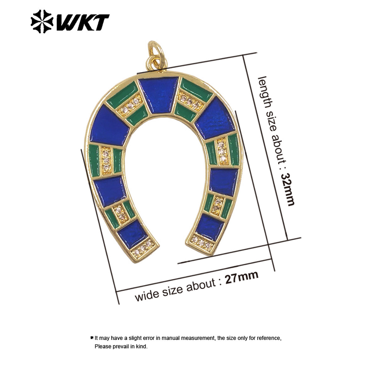 WT-P2078 Amazing Back Full Gold Plated Colorful Drop Oil Letter U Shape Charm Pendants For Handmade Necklace DIY Jewelry
