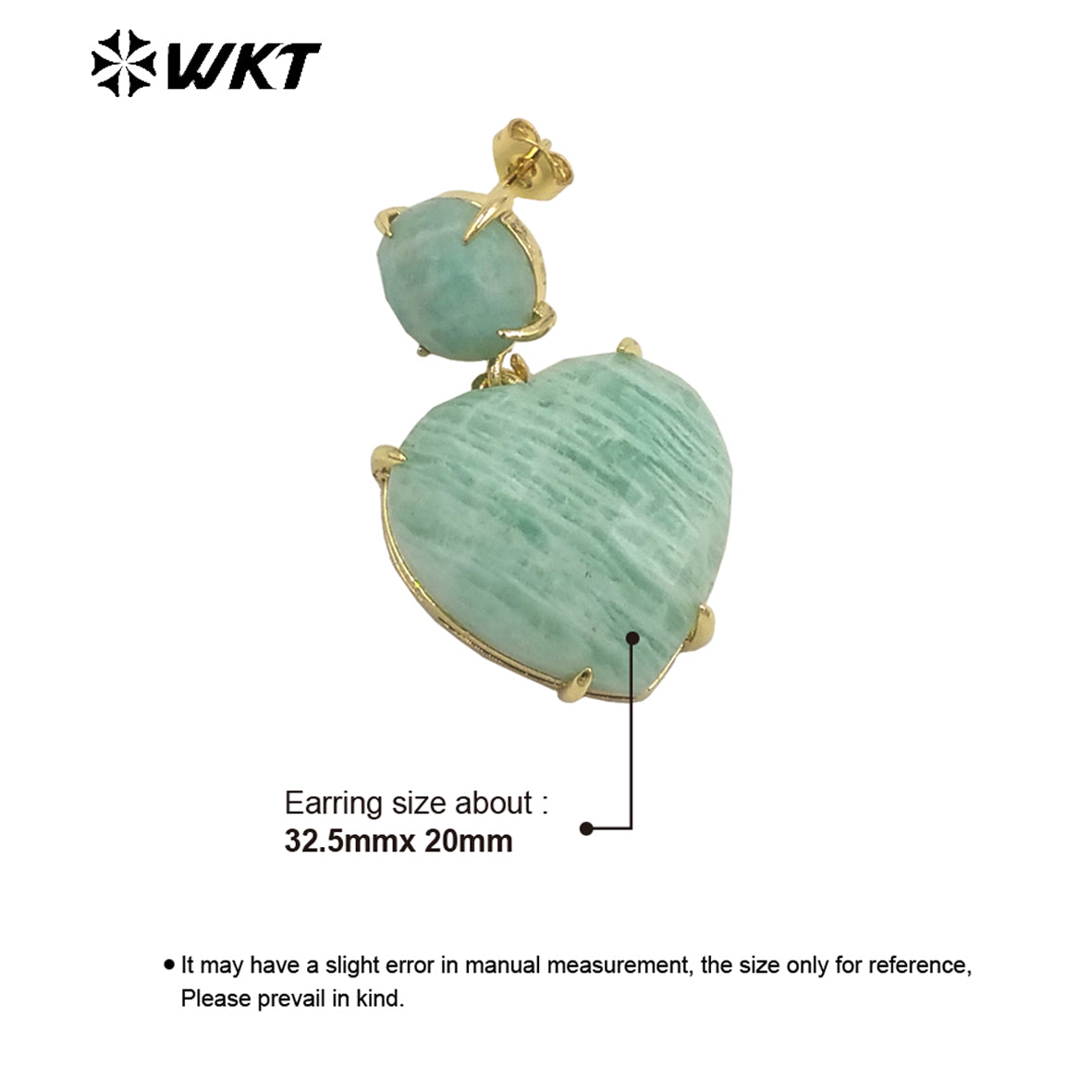 WT-E719 First Choice Hot Natural Gemstone Carved Heart Earrings for Lovers 18k Gold Plated Lapis Amethyst Stone Anniversary Stud