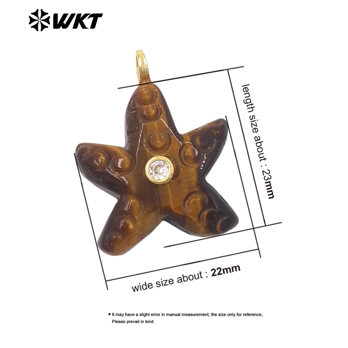 WT-P2108 Lovely Sweet Style Zircon And Natural Gemstones Starfish Shape Small Pendants For Girl Friends Necklace Jewelry DIY