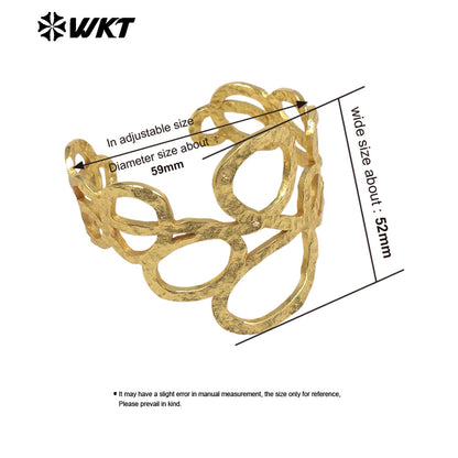 WT-B716 Unique Design 18K Gold Plated Metal Yellow Brass Woven Intertwined Eight Shape Cuff Bangle For Women Party Wearing