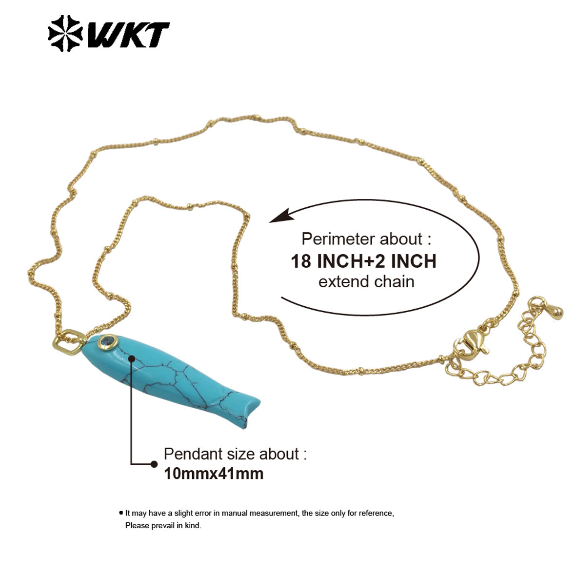 WT-N1535 Charming Trendy Natural Gemstones Little Fish Shape Gold Pendant Necklaces As Female Party Birthday Jewelry Gifts