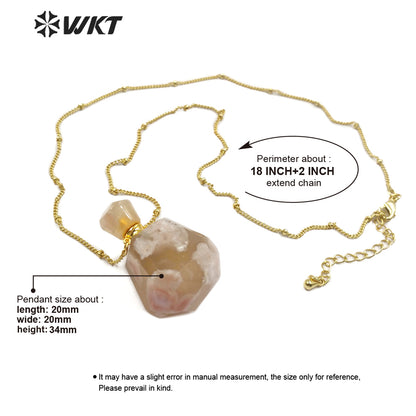 WT-N1173 Hot-sale Natural Stone Perfume Bottle Necklace Cherry Agate Necklace Women Stylish Amethyst Necklace Jewelry