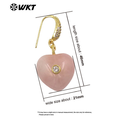 WT-E817 High Quality Zircon And Colorful Natural Gemstone Heart Shape Pendant Earrings As Friends Romantic Jewelry Gifts