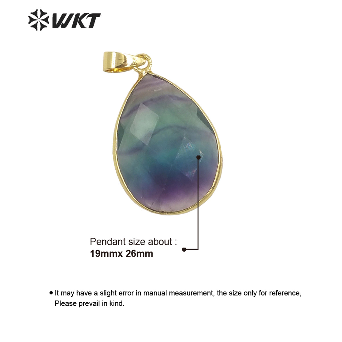 WT-P1896 WKT New Material Design 24MM Diamond Faceted Waterdrop Yellow Citrine Fluorite Stone Pendant for Earring Match