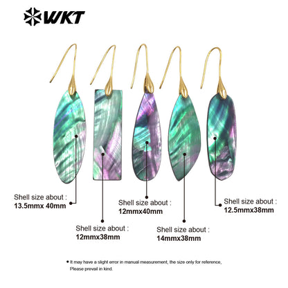 WT-MPE162 Good Quality Vintage Style Sparkling Multi Shapes Natural Abalone Shell Earrings For Ladies Party Jewelry Gift