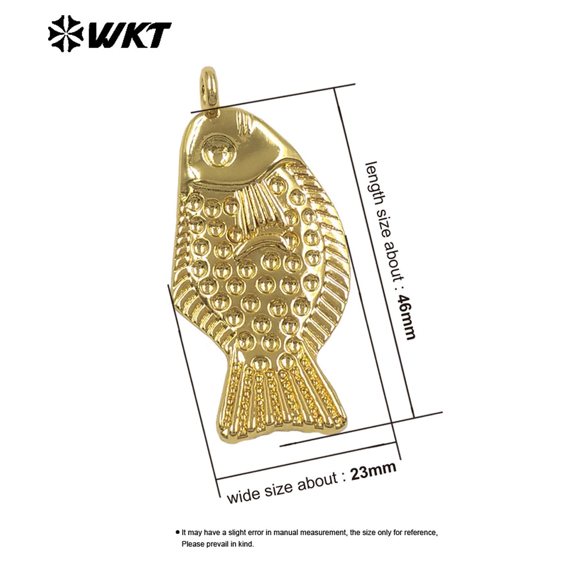 WT-P2115 High Quality 18K Gold Electroplated Yellow Brass Fish Metal Pendant For Handmade Necklace Decorative Findings