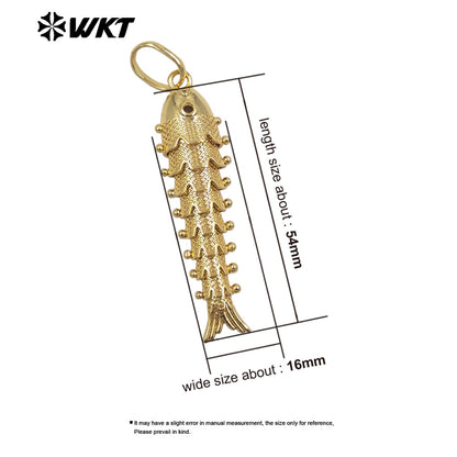 WT-P2076 Delicate Fashion 18K Gold Plated On Brass Metal Fish Shape Little Pendant As Lady Cute Necklace Making Findings