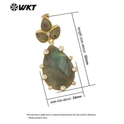 WT-E756 Gorgeous Precious Natural Amazonite Amethyst Gemstone Carved Long Teardrop Earrings With Zircon Around Trend Style