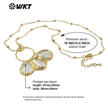 WT-JN298 Explosive New Products Gentle 18K Gold Plated Freshwater Pearl Shell Shaped Pendant Necklace Jewelry Finished for Women