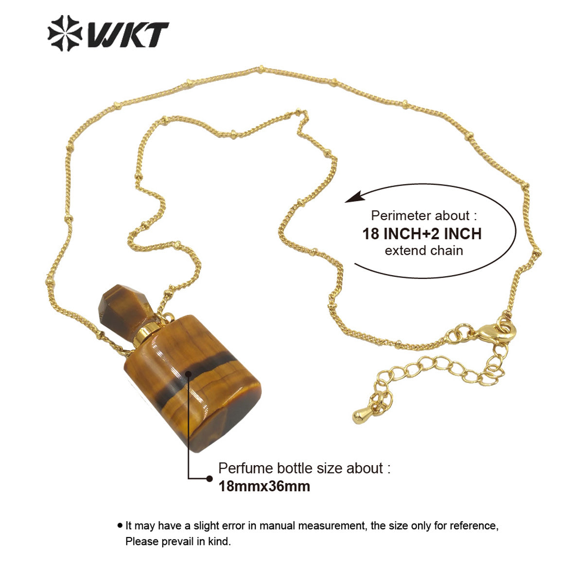 WT-N1285 Wholesale Gold Plated Natural Stone Rose Quartz square Essencial Oil Bottle Necklace Double Loop Perfume Necklace