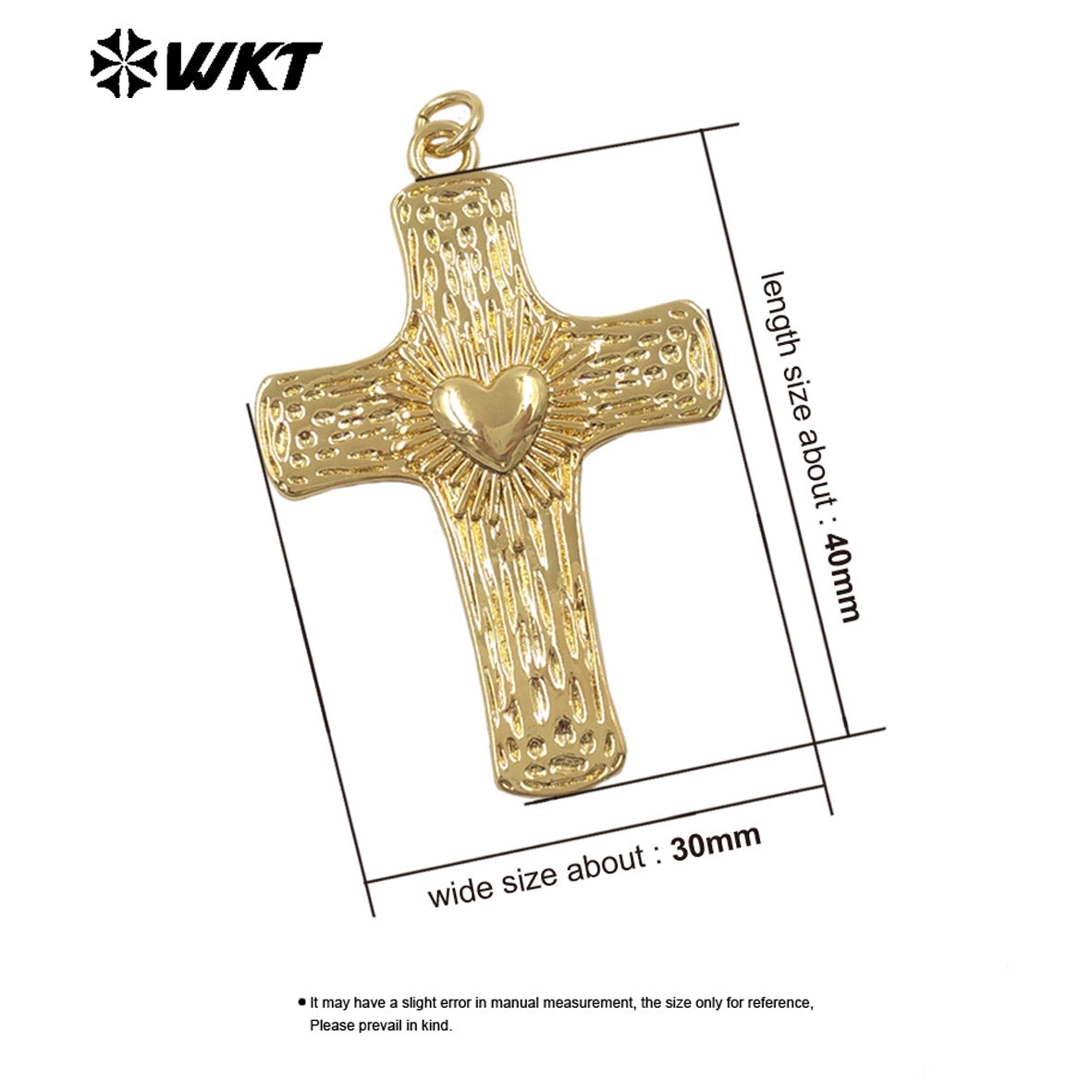 WT-P2119 Popular Classic Style 18K Gold Plated Metal Yellow Brass Cross Shape Pendant As Lady Trendy Necklace Accessory