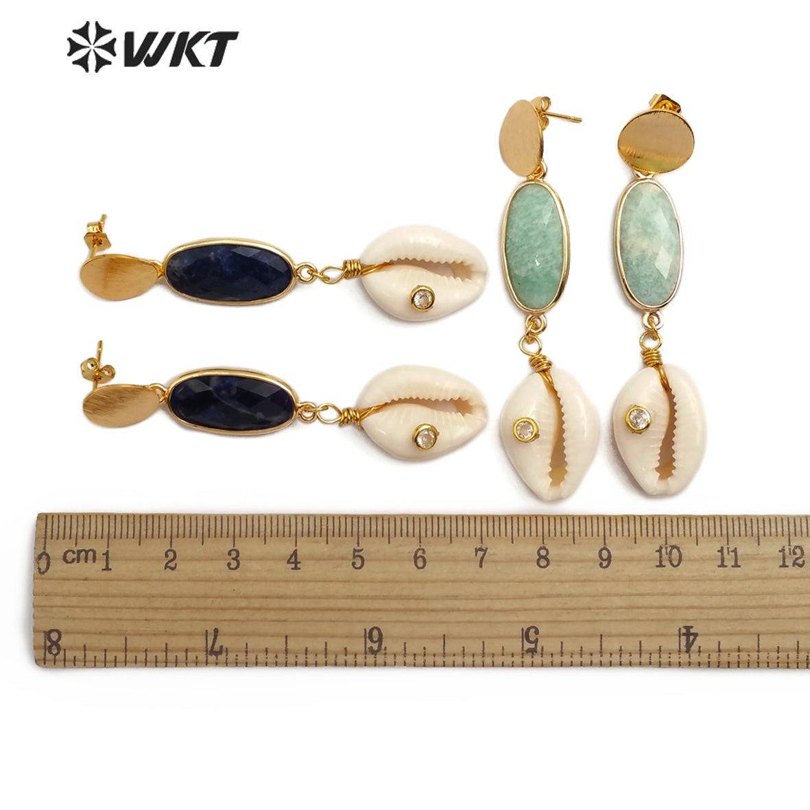 WT-E564 New Design Natural Cowrie Jewelry Long Earrings With Stone and Cowrie Earring Lady Fashion Earrings