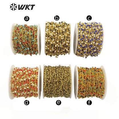 WT-RBC126 New Design 3mm Red and White Crystal Beads Chain Rosary Beads Chain New Product Can DIY Fashionable Jewelry Necklace