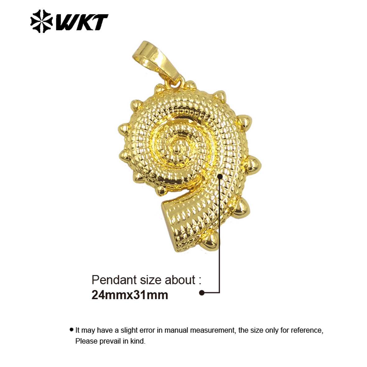 WT-P2002 Latest Design Cute Vividly Snail Shell Shape Two Color Wholesale Pendant Charms Finding Trumpet Pendants