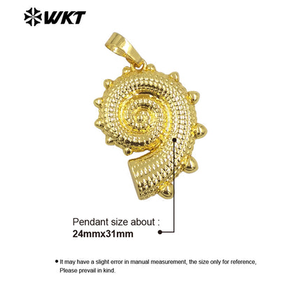 WT-P2002 Latest Design Cute Vividly Snail Shell Shape Two Color Wholesale Pendant Charms Finding Trumpet Pendants