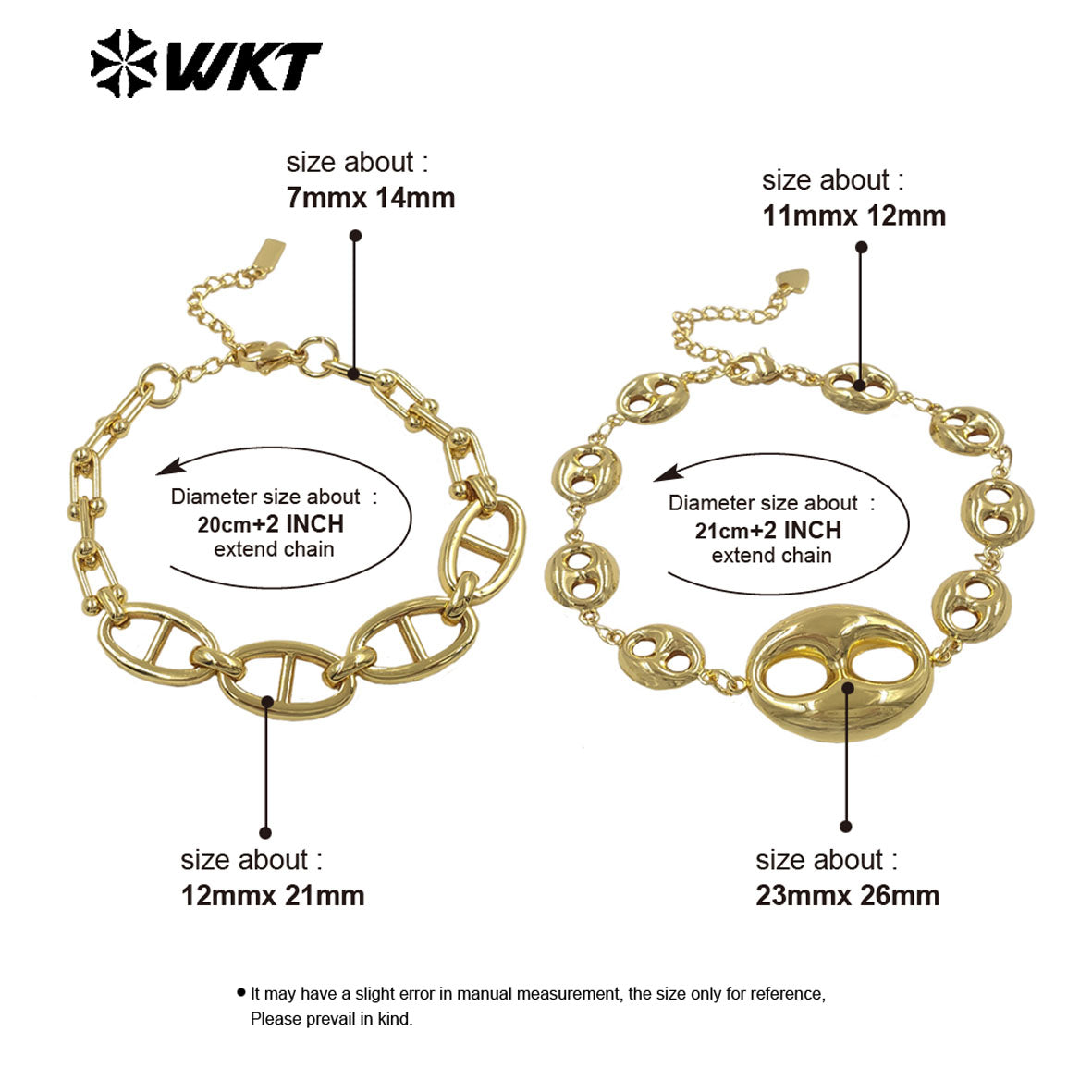 WT-JF379 Unique Multi Designs 18K Gold Plated Charms Splicing Chain Metal Bracelet For Women Fashionable Matching Accessory