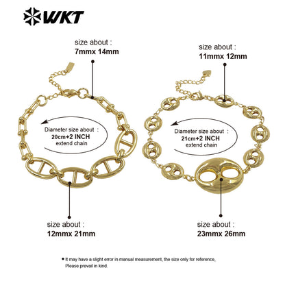 WT-JF379 Unique Multi Designs 18K Gold Plated Charms Splicing Chain Metal Bracelet For Women Fashionable Matching Accessory