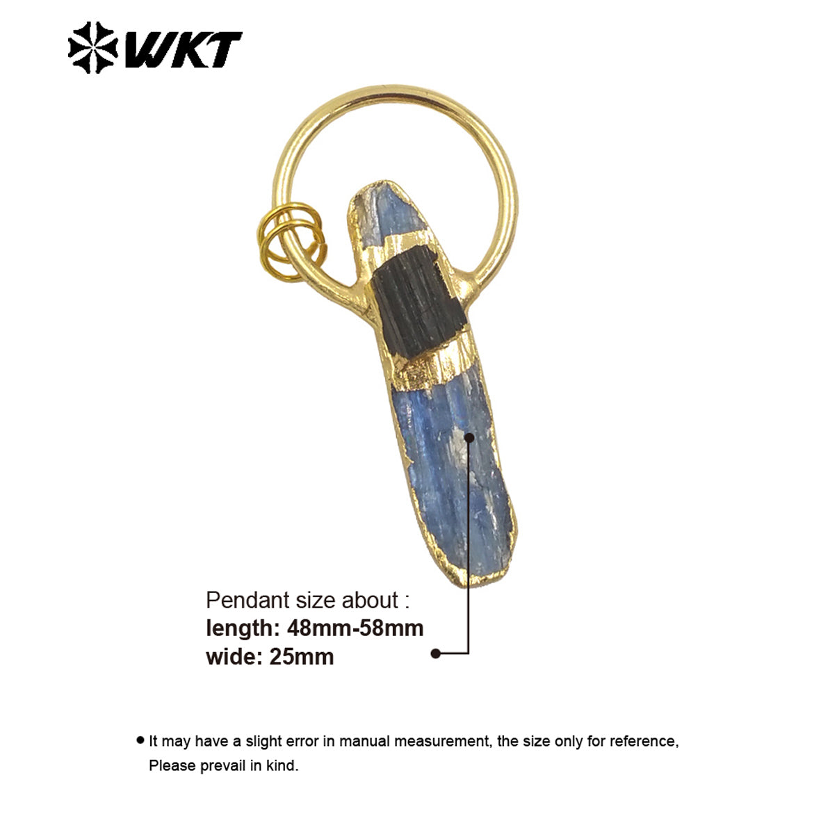 WT-P1968 New Design 2024 Vintage Bohemian Natural Raw Blue Kyanite With Black Tourmaline Lucky Jewelry Pendants
