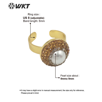WT-MPR045 WKT Design Natural Pearl Bracelet Wide Bangle Two Large Pearl Gold Bangle Ladies Jewelry Gift Bangle Bracelet