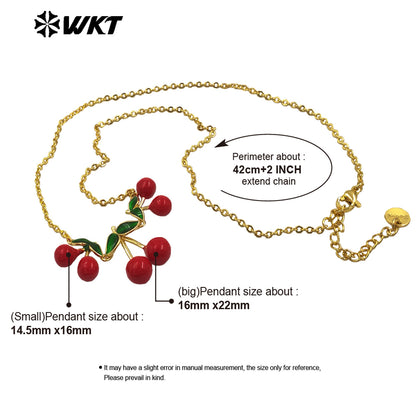WT-JFN41 Beautiful Newest Gold Plated Necklace With Three Cherries Tiny Chain For Women Jewelry Accessories Gift Wholesale