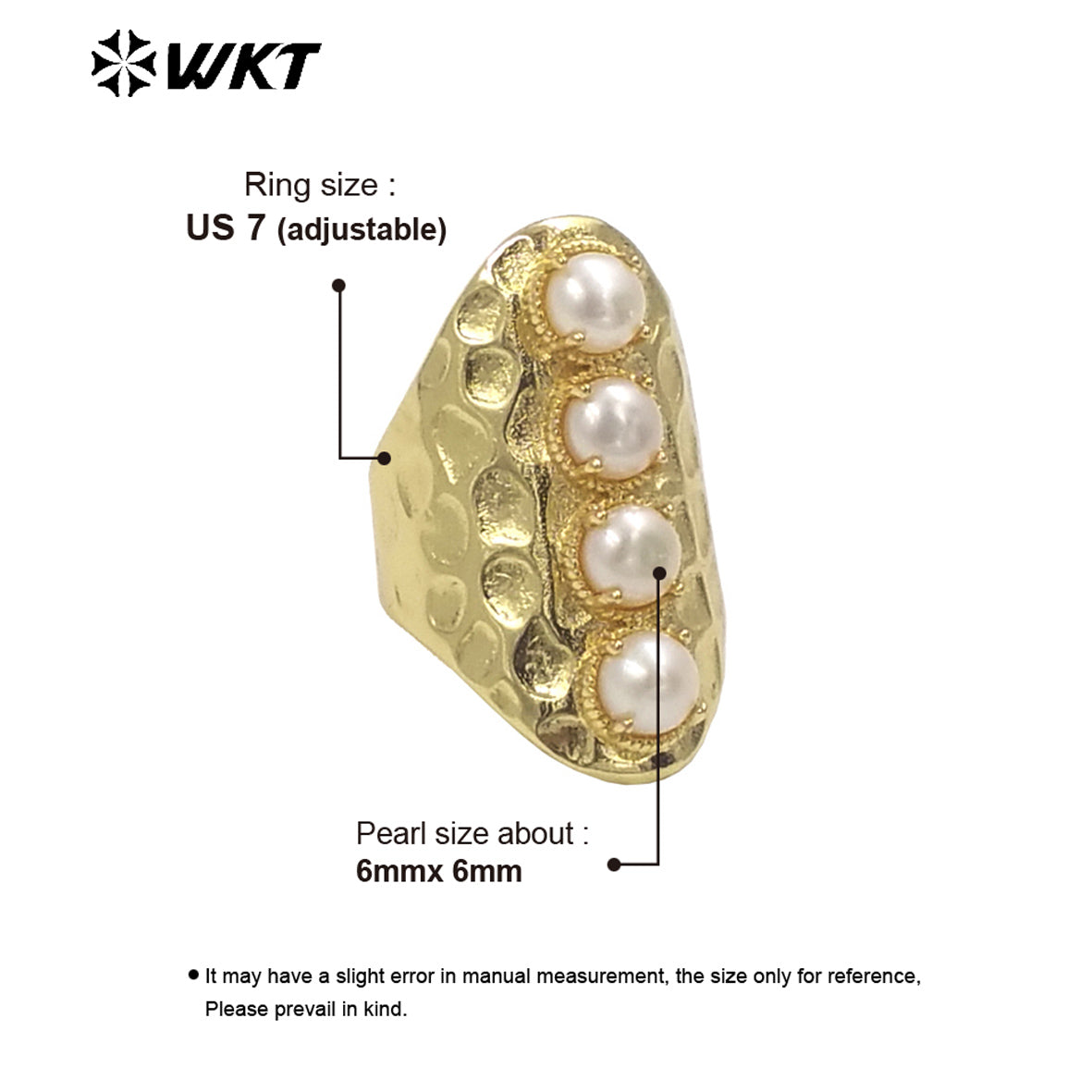 WT-MPR056 WKT Latest High Quality Fashion18k Real Gold Plated Trendy Gift for Women Natural Mother of Pearl Ring