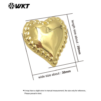 WT-E772 Unique Design 18K Gold Plated and Silver Full Heart Shaped Earrings for Women As Birthday and Valentine's Day Gifts