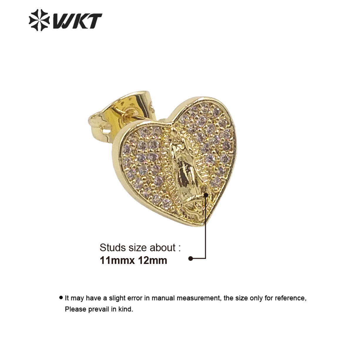 WT-ME100 Wholesale Newest Vintage Style Cubic Zircon Heart Shaped Fashion Light Luxury With Enamel Micro Paved Earrings Studs