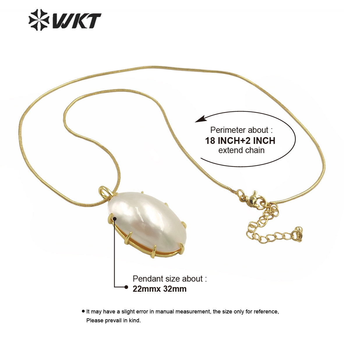 WT-JN250 Wholesale Vintage Style Trendy Natural Mabe Shell Exquisite High Quality Pendant Necklace