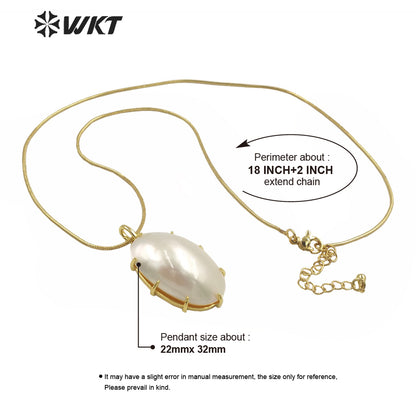 WT-JN250 Wholesale Vintage Style Trendy Natural Mabe Shell Exquisite High Quality Pendant Necklace