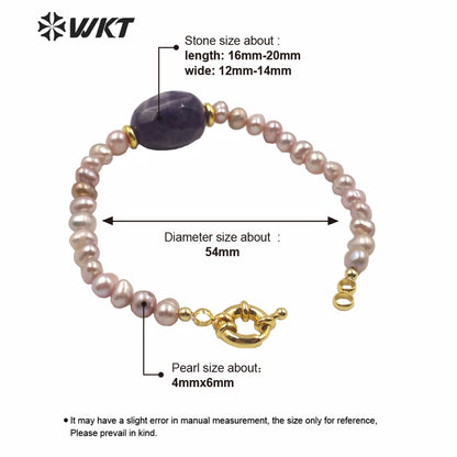 MPB006 Gorgeous Natural Freshwater Pearl Beads Bracelet with Stone Themed Lady Elegant White Pearl and Stone Bracelet with Clasp