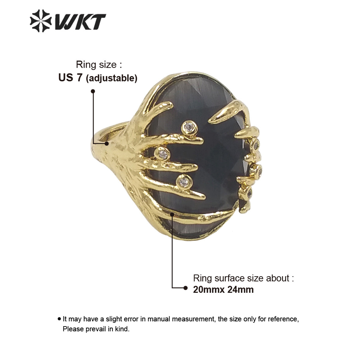 WT-R453 Wholesale Fashion Gold Bezel Claw Setting Oval Stone Ring Women Unique Trendy Cat Eye Stone Made Jewelry Party Ring