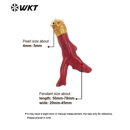 WT-JP345 WKT New Arrival Fashion Vintage Decoration Natural Red Coral Gift for Women Gold Plated Necklace Pendants