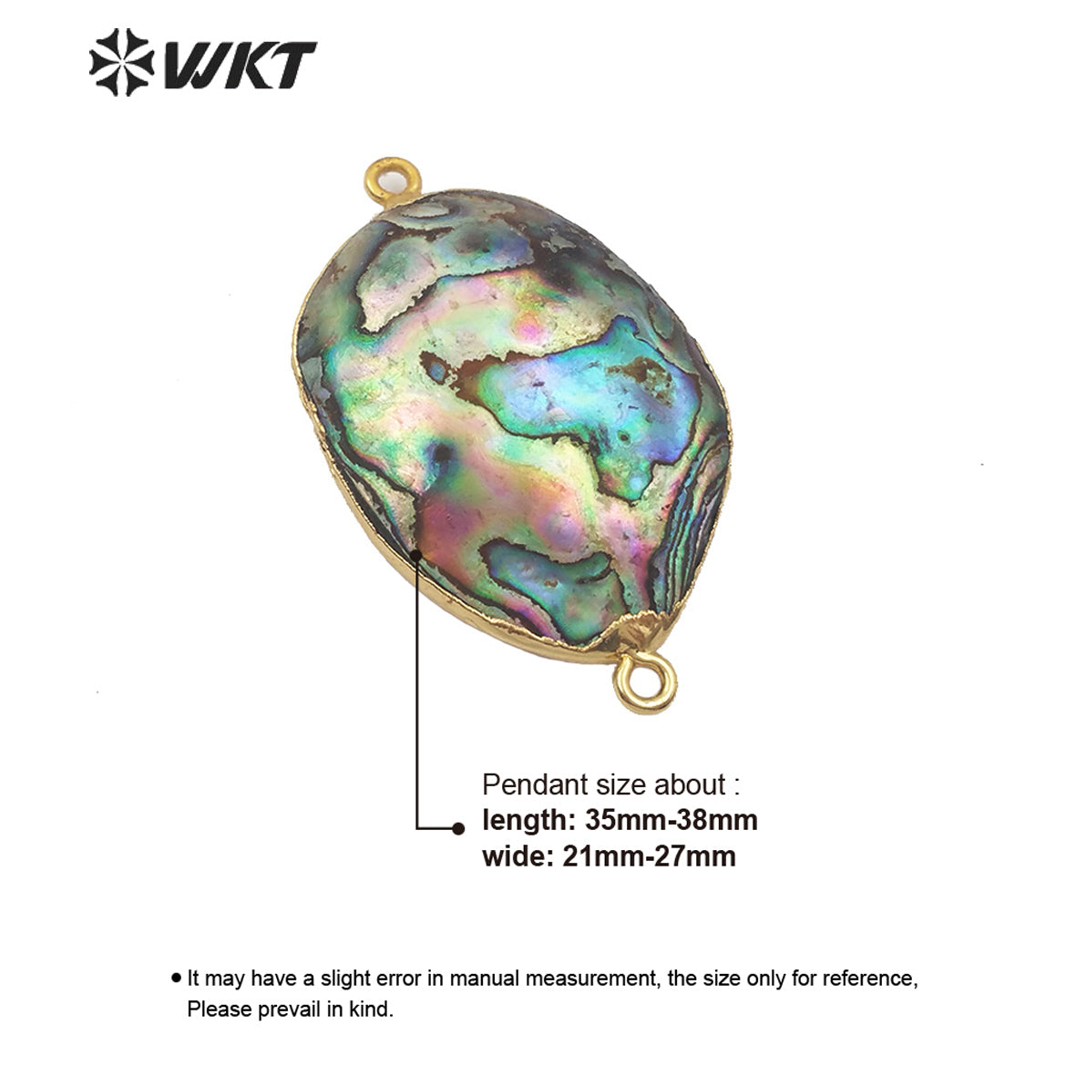 WT-C288 New Arrival Natural Abalone Shell Connector Double Hoops Connector Women Stylish Charm Jewelry Abalone Shell Pendant