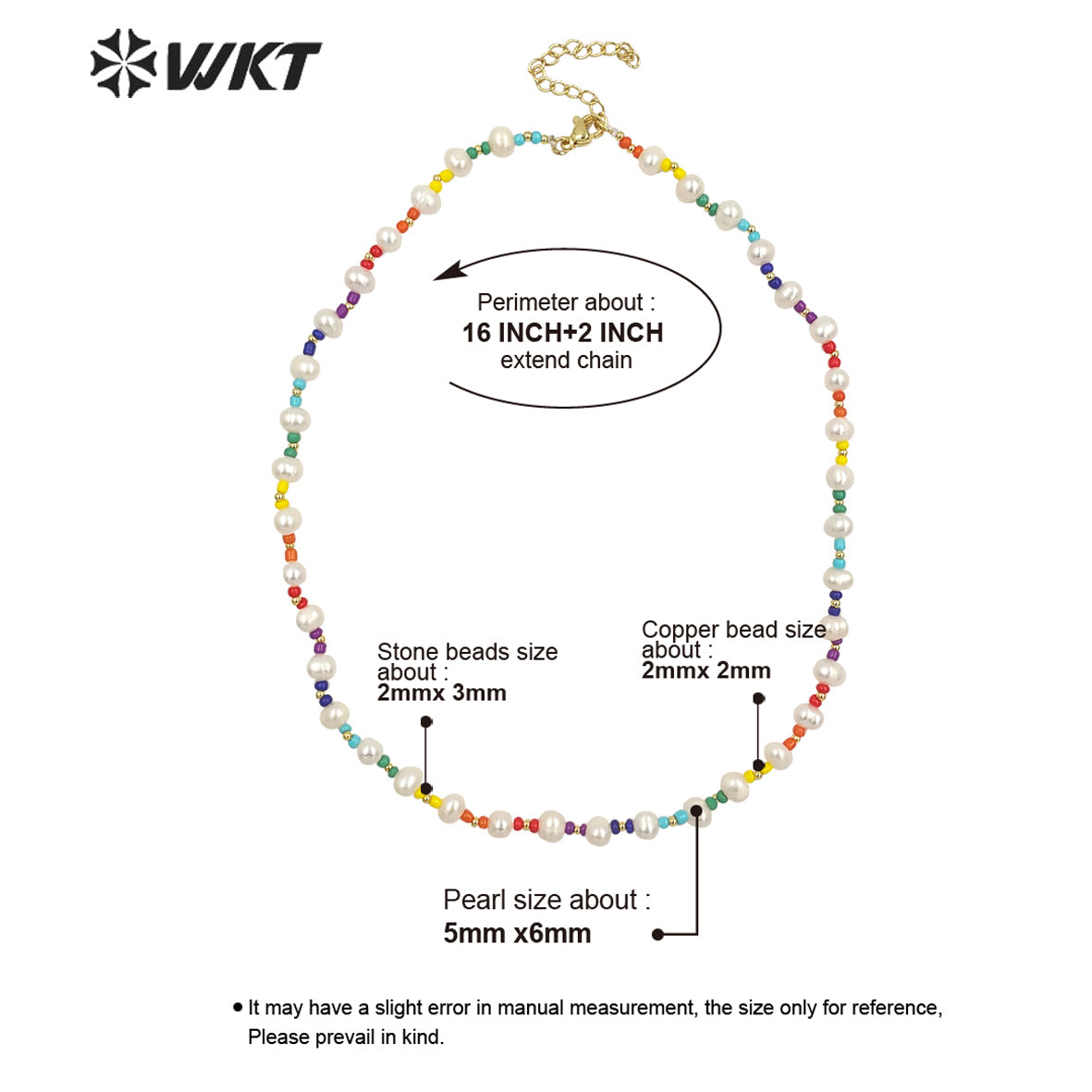 WT-JN204 Wholesale Hand Made Colorful Ceramic Pearl Beads Necklace 16 Inch Long Friend Birthday Gift Necklace